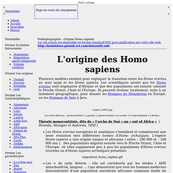 Paléogéographie - Origine Homo sapiens