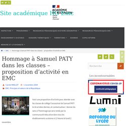 Hommage à Samuel PATY dans les classes - proposition d'activité en EMC