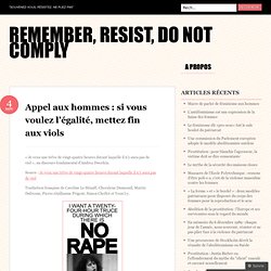 Appel aux hommes : si vous voulez l’égalité, mettez fin aux viols