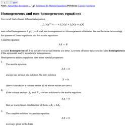 Homogeneous and non-homogeneous equations