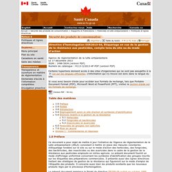 SANTE CANADA 17/12/13 Directive d'homologation DIR2013-04, Étiquetage en vue de la gestion de la résistance aux pesticides, compte tenu du site ou du mode d'action