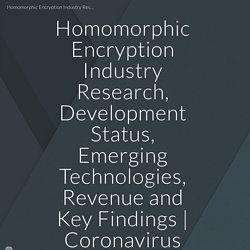 Homomorphic Encryption Industry Research, Development Status, Emerging Technologies, Revenue and Key Findings