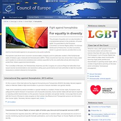 Homophobie - Conseil de l'Europe