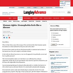 Human rights: Homophobia feels like a disease