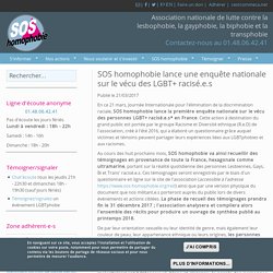 SOS homophobie lance une enquête nationale sur le vécu des LGBT+ racisé.e.s