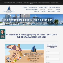 Hawaii Property Management, Certified Property Solutions