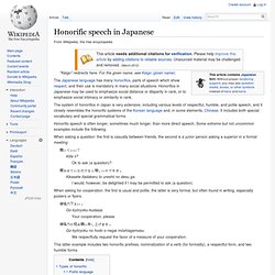Honorific speech in Japanese