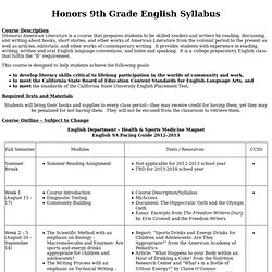 Honors 9th Grade English Syllabus