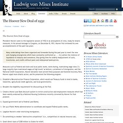 The Hoover New Deal of 1932 - - Mises Institute