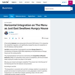 3.9.1 - Horizontal Integration on The Menu as Just East Swallows Hungry House