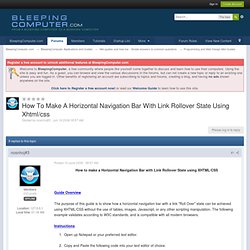 How To Make A Horizontal Navigation Bar With Link Rollover State Using Xhtml/css