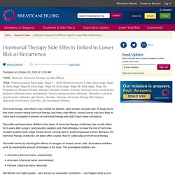 Hormonal Therapy Side Effects Linked to Lower Risk of Recurrence