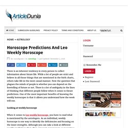 Horoscope Predictions And Leo Weekly Horoscope