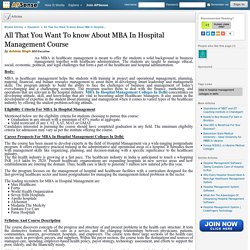 MBA In Hospital Management Course