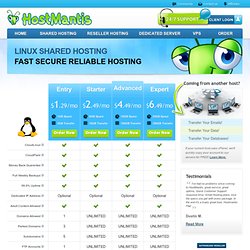 Best Web Hosting By HostMantis - Reliable and affordable web hosting plans