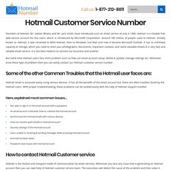 Hotmail Customer Service Number 1-877-212-8011
