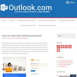 How to reset lost Hotmail password? – Outlook Technical Support Phone Number +1-800-748-8907