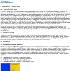 Houghton Mifflin College - Thinking Styles and Learning Styles - Printer Friendly