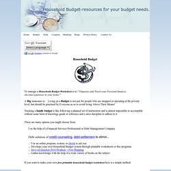 Household Budget-resources for your budget needs.
