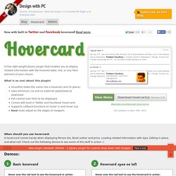 Hovercard - a jQuery plugin with built in Twitter and Facebook cards