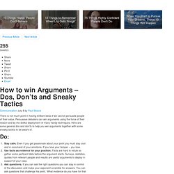 How to win Arguments - Dos, Don'ts and Sneaky Tactics