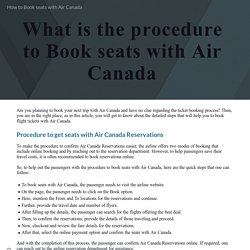 How to Book seats with Air Canada