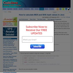 How to calculate MD5 and SHA hash values in Java