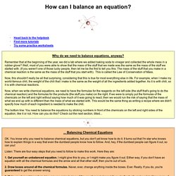 How can I balance an equation?