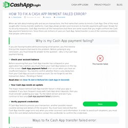 How to fix a Cash App payment failed error?
