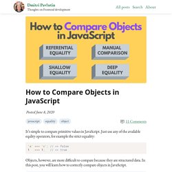 How to Compare Objects in JavaScript