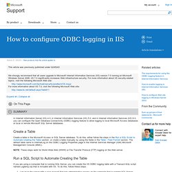 How to configure ODBC logging in IIS
