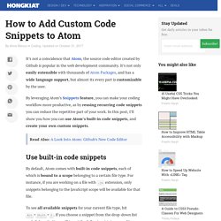 How to Add Custom Code Snippets to Atom