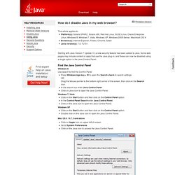 How do I disable Java in my web browser?