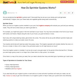 How Do Sprinkler Systems Works?