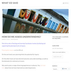 How do we assess understanding? – What Ed Said