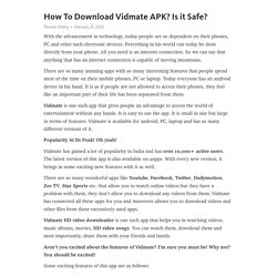 How To Download Vidmate APK? Is it Safe?