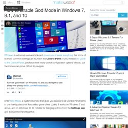 How to Enable God Mode in Windows 7, 8.1, and 10