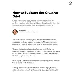 How to Evaluate the Creative Brief