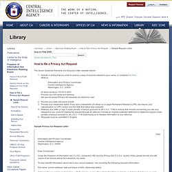 FOIA - Sample Privacy Act Request Letter
