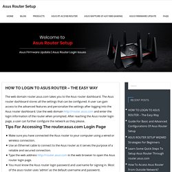 Tips For Accessing The router.asus.com Login Page