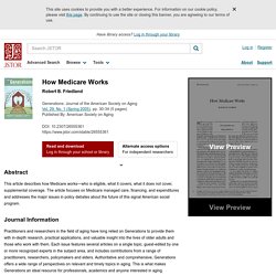 How Medicare Works on JSTOR