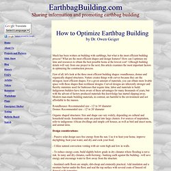 How to Optimize Earthbag Building