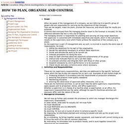 How To Plan, Organise and Control