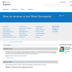 How to recover a lost Word document