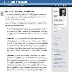 How to get a PhD *and* save the world – Chris Blattman