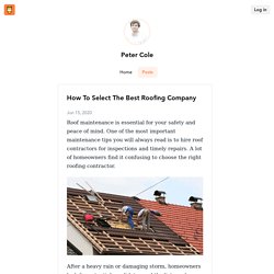 How To Select The Best Roofers