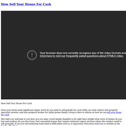 How Sell Your House For Cash