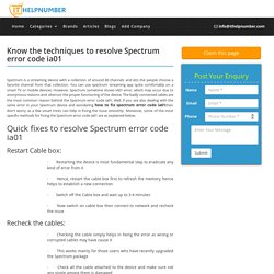How do I fix my Spectrum error code ia01?