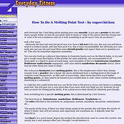 How To Do A steroid Melting Point Test