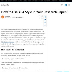 How to Use ASA Style in Your Research Paper?